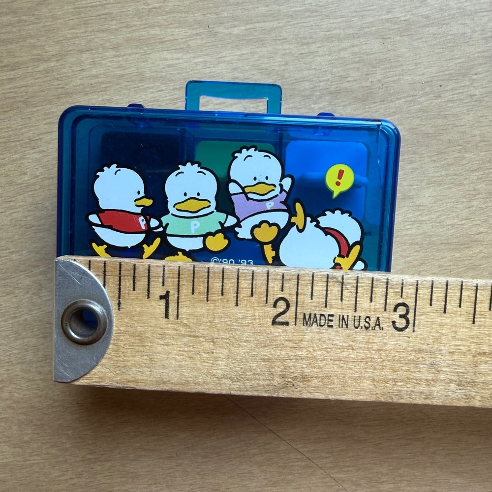 Sanrio Ahiru No Pekkle Stamp Set OS Blue Good 1993 Vintage Case 4 Stamps Japan - Picture 7 of 13